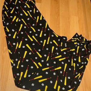 Black Pajama Bottoms with Vibrant Pattern